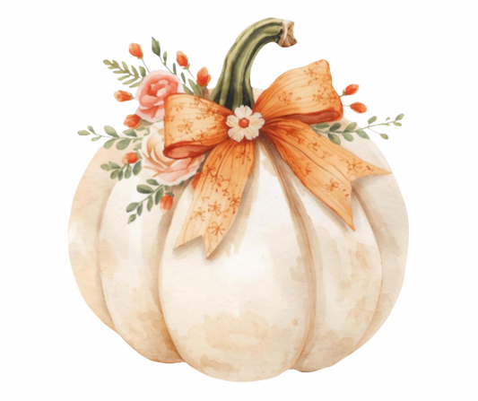 Cream Pumpkin with Bow PNG Bundle – 3 Fall Designs Digital Download