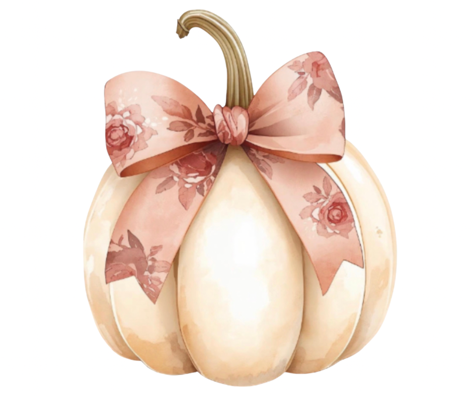 Cream Pumpkin with Bow PNG Bundle – 3 Fall Designs Digital Download