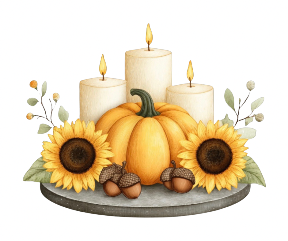 Fall Sunflower & Pumpkin Bundle – Watercolor Digital Download (5 PNG Files)
