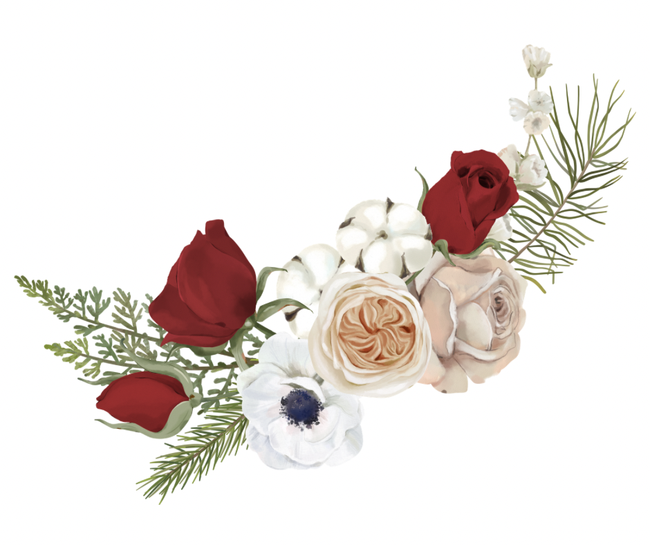 Red Rose Holiday Floral 6 Design Bundle