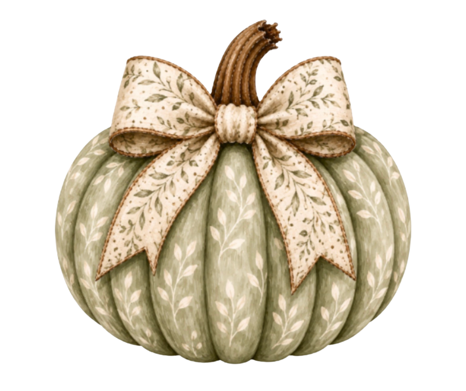 Pumpkin with Bow PNG Bundle – 4 Fall Designs Digital Download