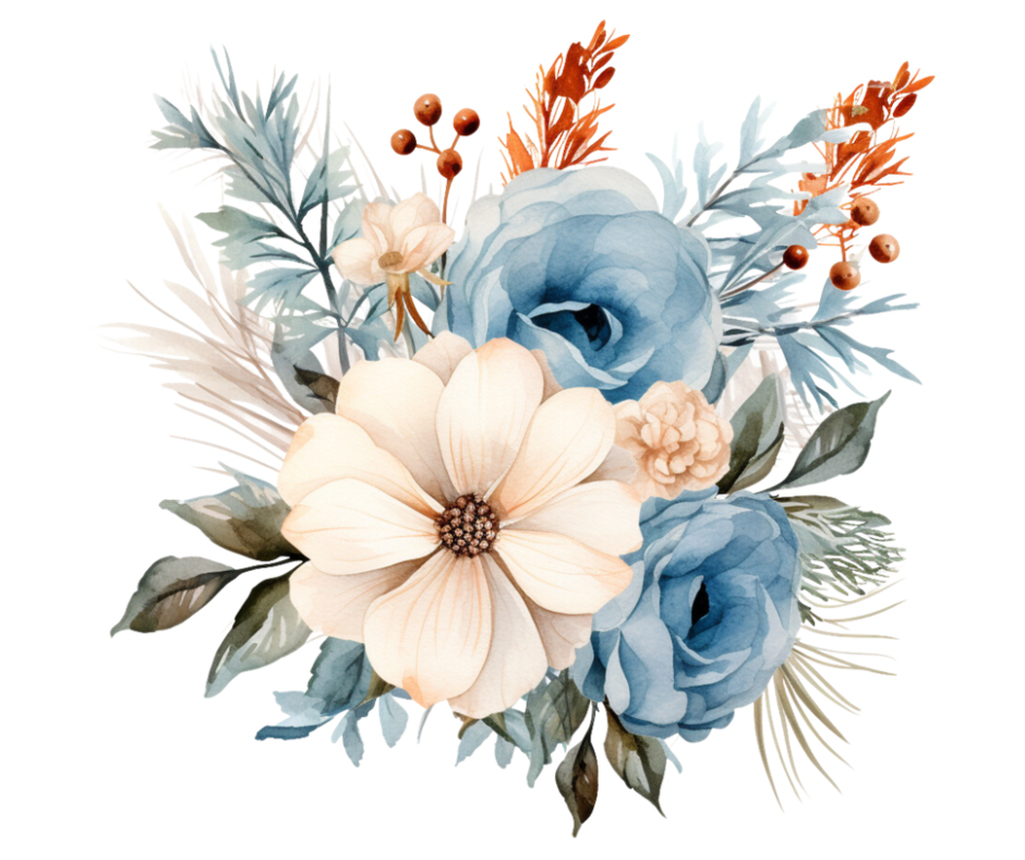 Blue Winter Floral Berry 6 Design Bundle