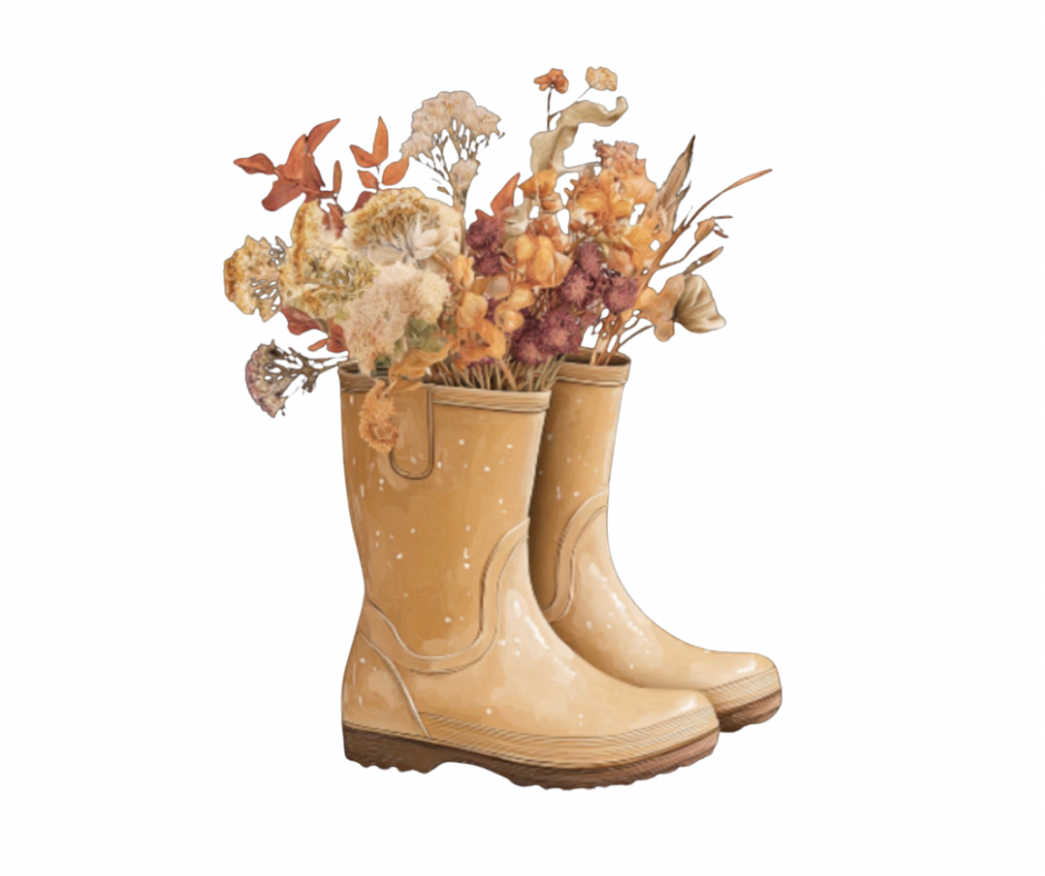 Fall Rain Boots Floral Bouquet PNG Bundle – 2 Designs Digital Download