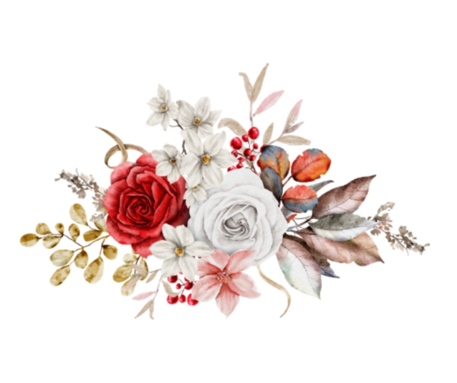 Fall Rose Bouquet Collection – Watercolor Digital Download (8 PNG Files)