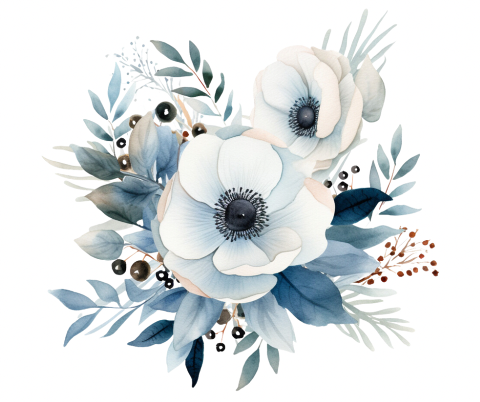 Blue Winter Floral Berry 6 Design Bundle