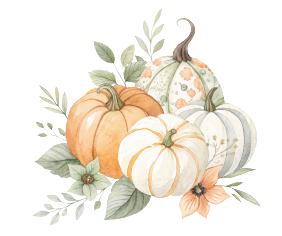 Soft Fall Floral & Pumpkin PNG Bundle – 7 Designs Digital Download