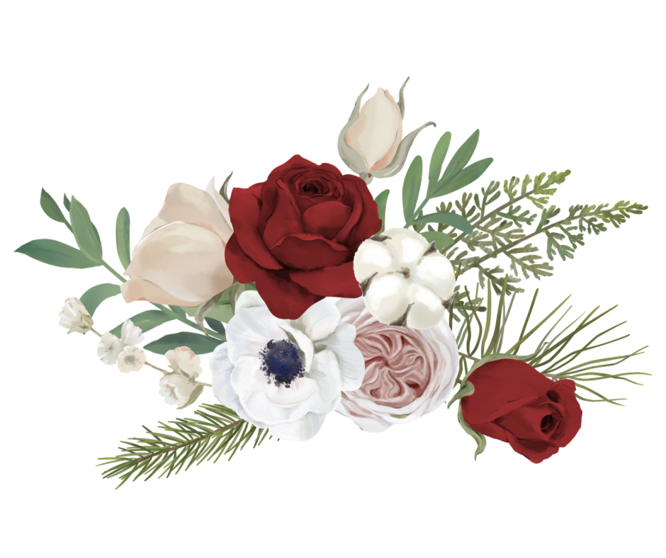 Red Rose Holiday Floral 6 Design Bundle