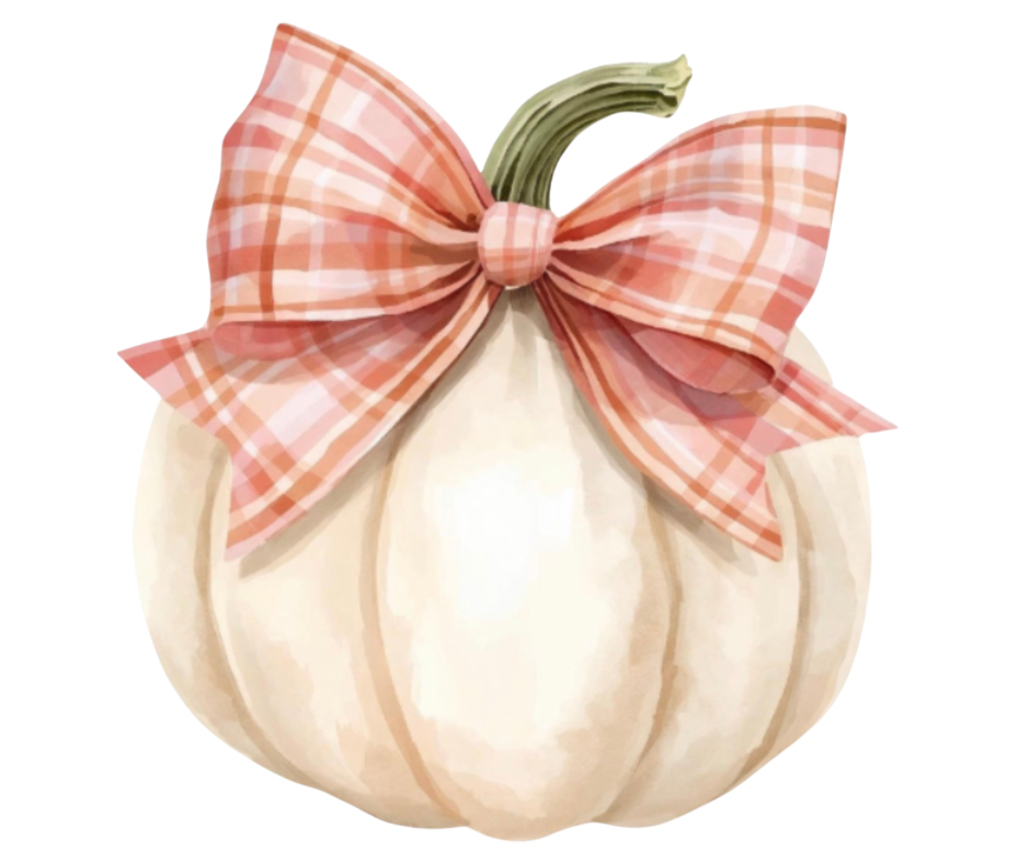 Cream Pumpkin with Bow PNG Bundle – 3 Fall Designs Digital Download