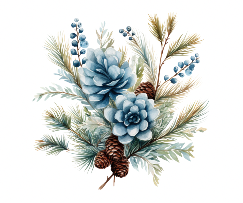 Blue Winter Floral 15 Design Bundle