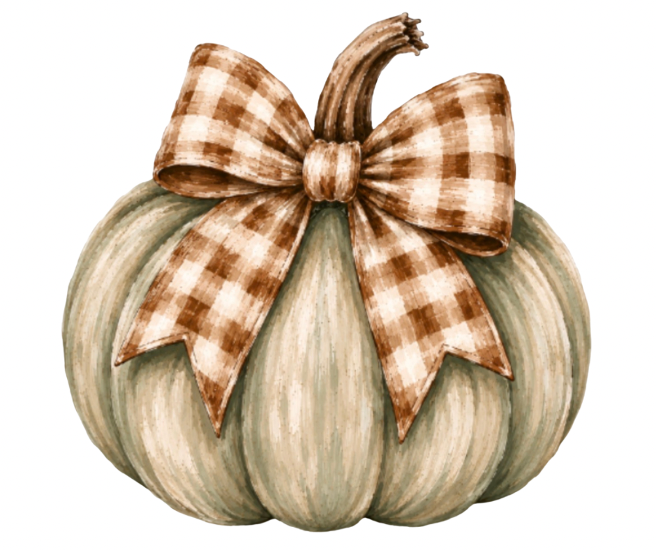 Pumpkin with Bow PNG Bundle – 4 Fall Designs Digital Download