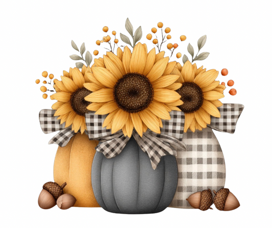 Fall Sunflower & Pumpkin Bundle – Watercolor Digital Download (5 PNG Files)