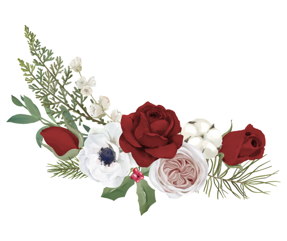 Red Rose Holiday Floral 6 Design Bundle