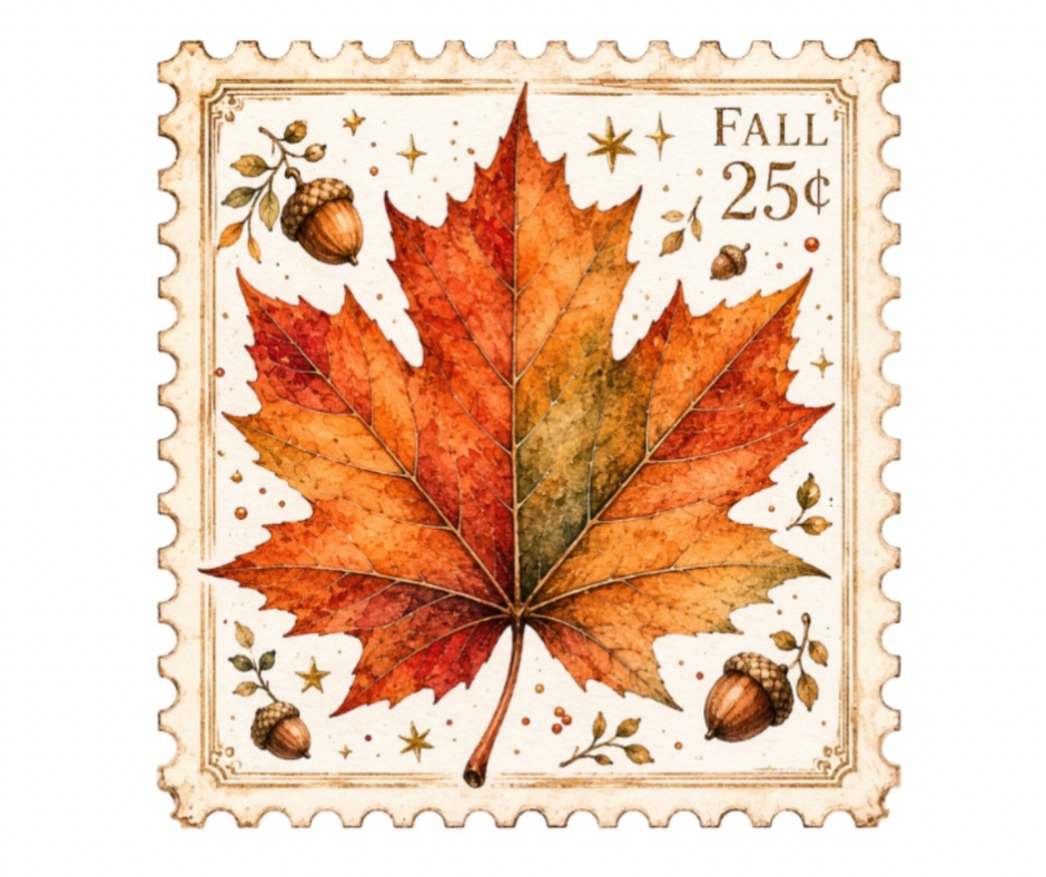 Fall Vintage Stamp Collection – Digital Download (7 PNG Files)