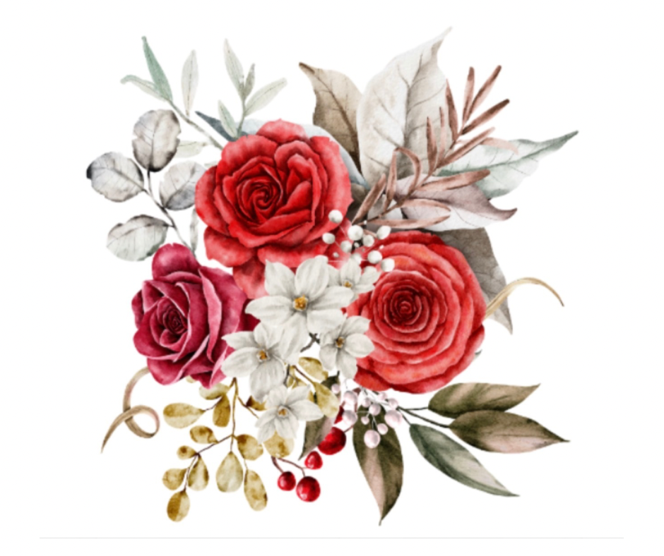 Fall Rose Bouquet Collection – Watercolor Digital Download (8 PNG Files)