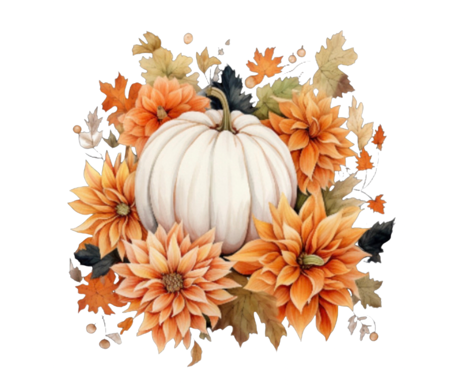 Fall Dahlia & Pumpkin PNG Bundle – 14 Designs Digital Download