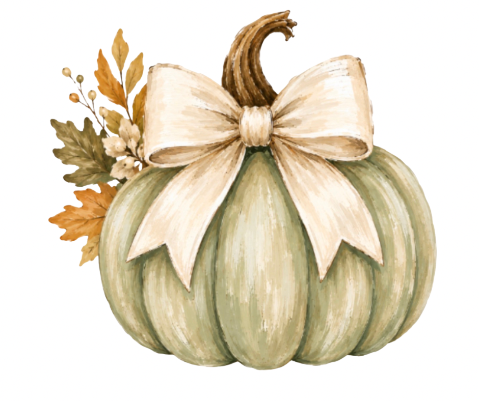 Pumpkin with Bow PNG Bundle – 4 Fall Designs Digital Download