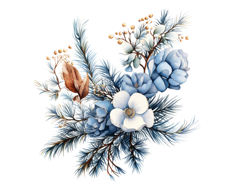 Blue Winter Floral 15 Design Bundle