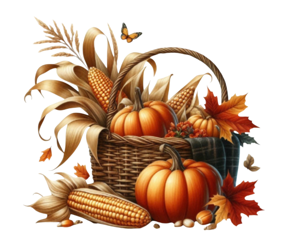 Fall Harvest Basket PNG Bundle – 4 Designs Digital Download