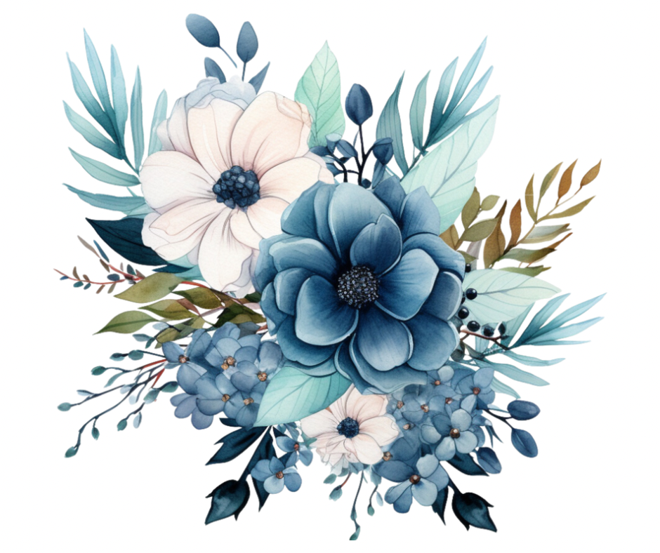 Blue Winter Floral Berry 6 Design Bundle