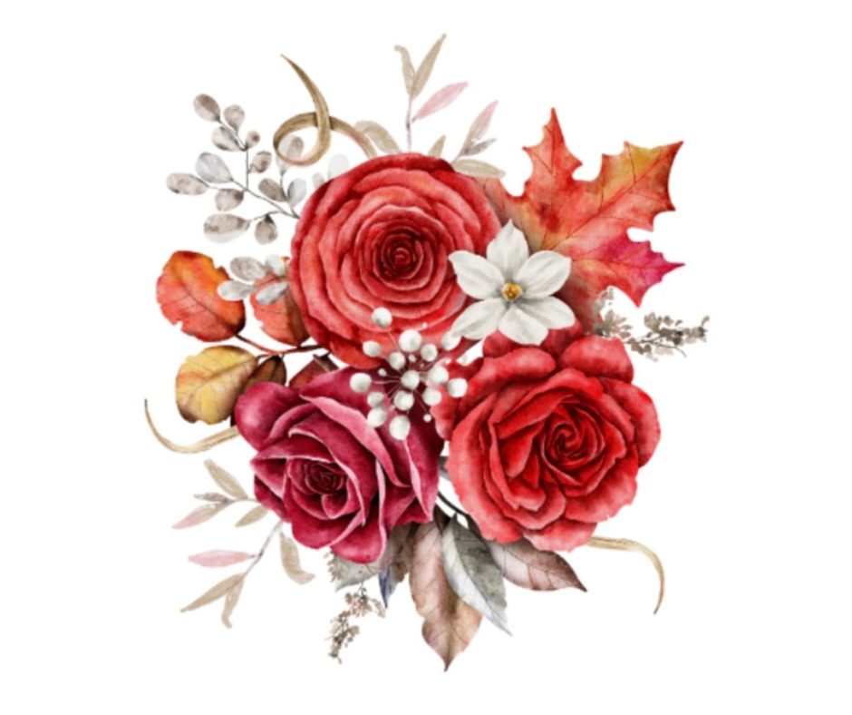 Fall Rose Bouquet Collection – Watercolor Digital Download (8 PNG Files)