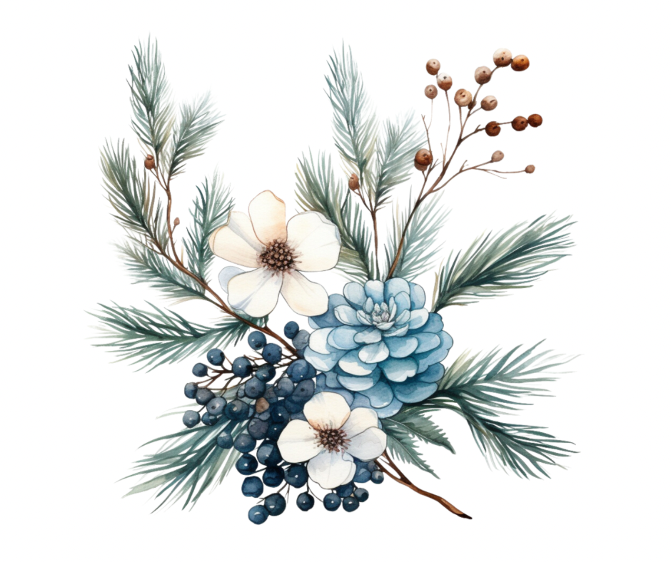 Blue Winter Floral 15 Design Bundle