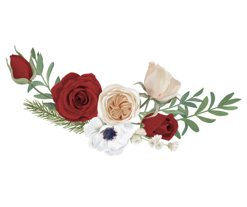 Red Rose Holiday Floral 6 Design Bundle