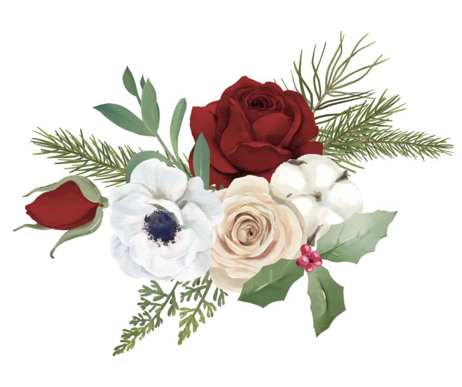 Red Rose Holiday Floral 6 Design Bundle