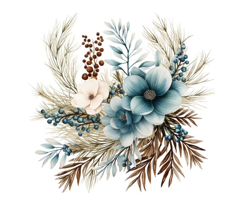 Blue Winter Floral 15 Design Bundle