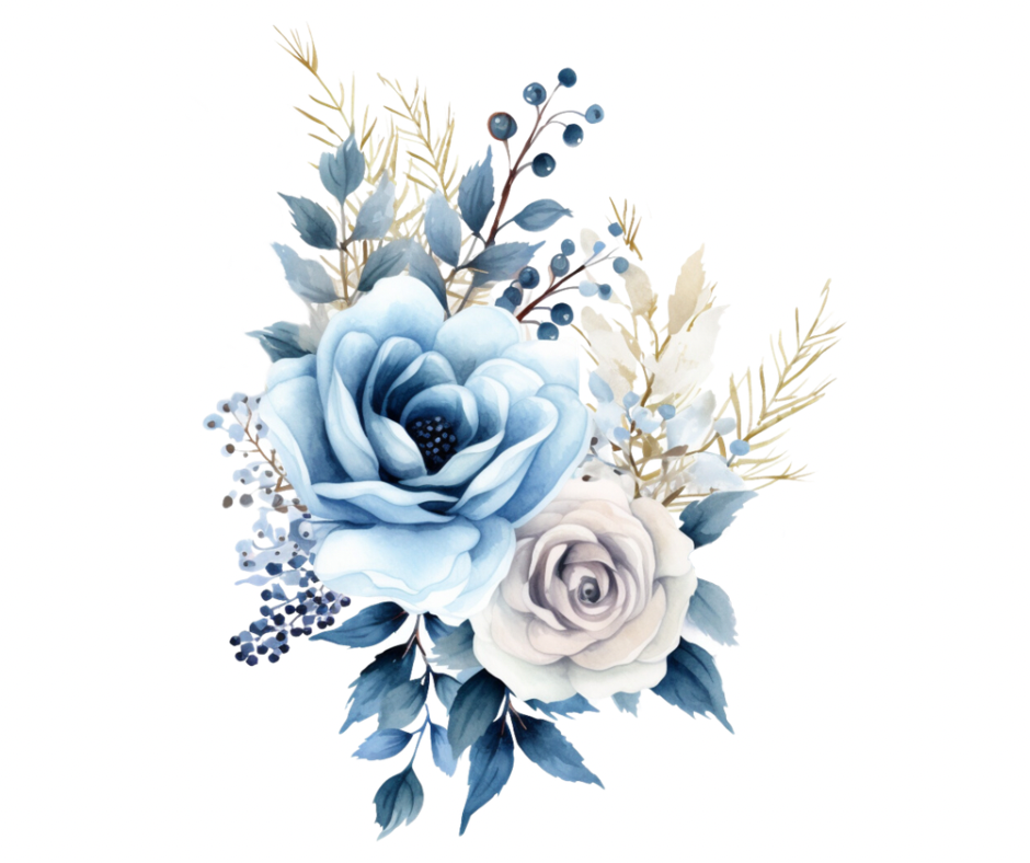 Blue Winter Floral Berry 6 Design Bundle