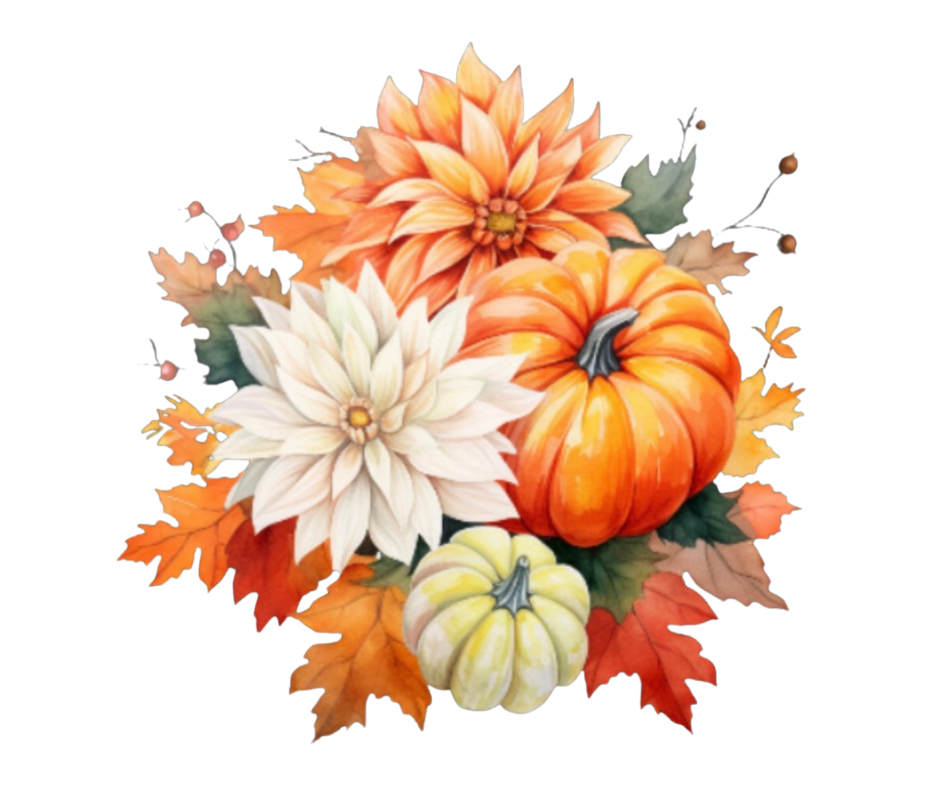 Fall Dahlia & Pumpkin PNG Bundle – 14 Designs Digital Download