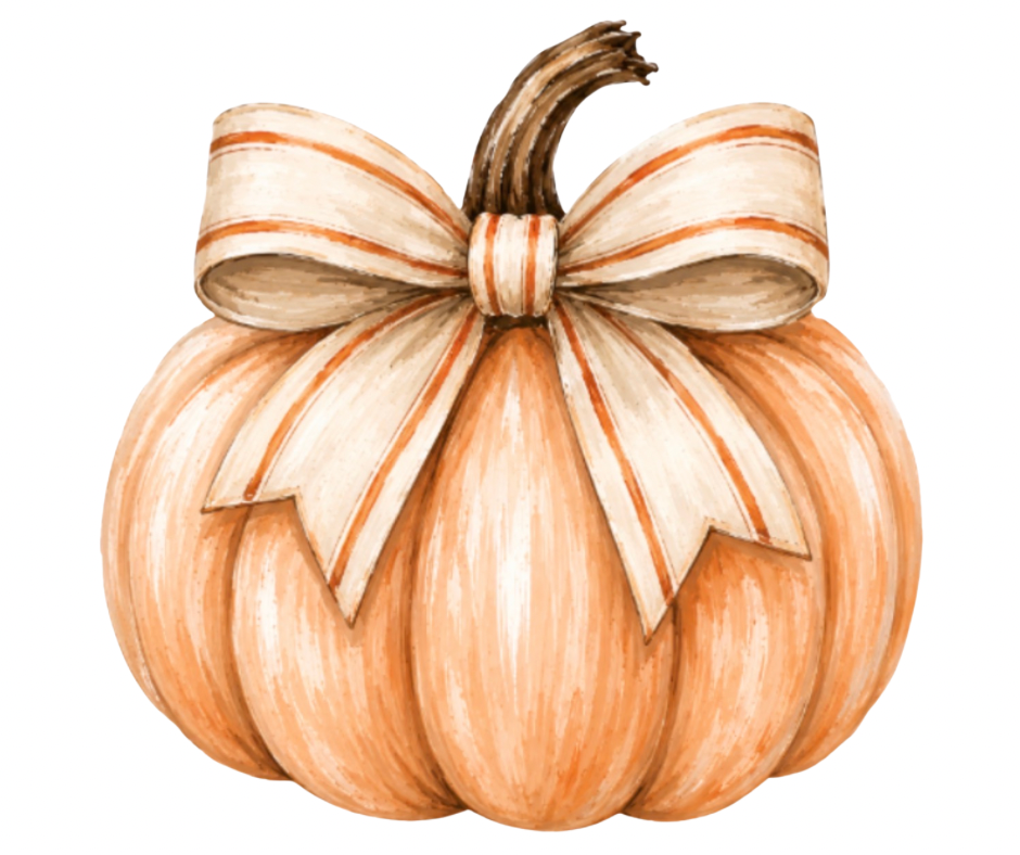 Pumpkin with Bow PNG Bundle – 4 Fall Designs Digital Download