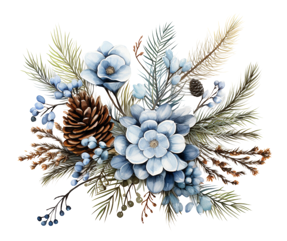 Blue Winter Floral 15 Design Bundle