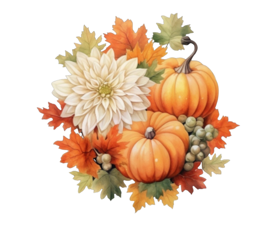 Fall Dahlia & Pumpkin PNG Bundle – 14 Designs Digital Download