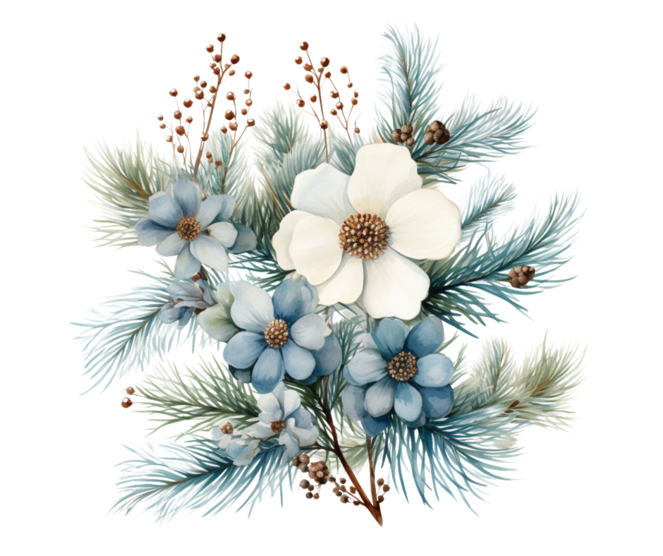 Blue Winter Floral 15 Design Bundle