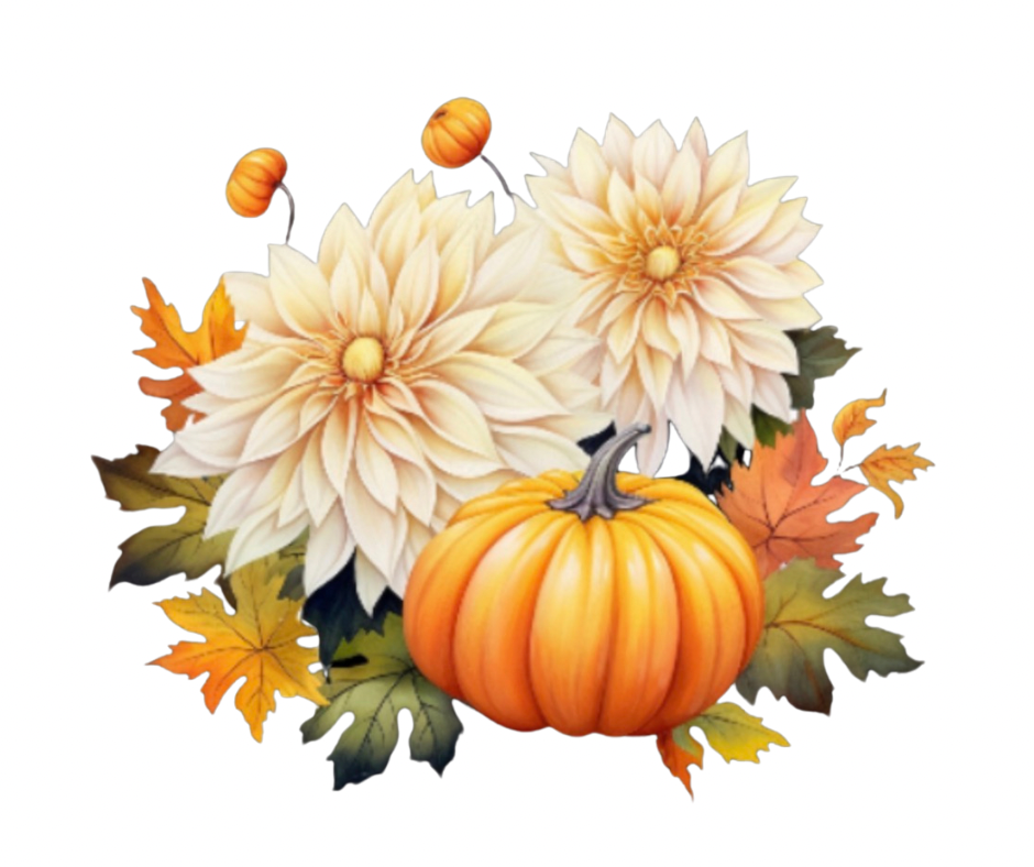 Fall Dahlia & Pumpkin PNG Bundle – 14 Designs Digital Download