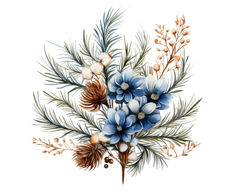 Blue Winter Floral 15 Design Bundle