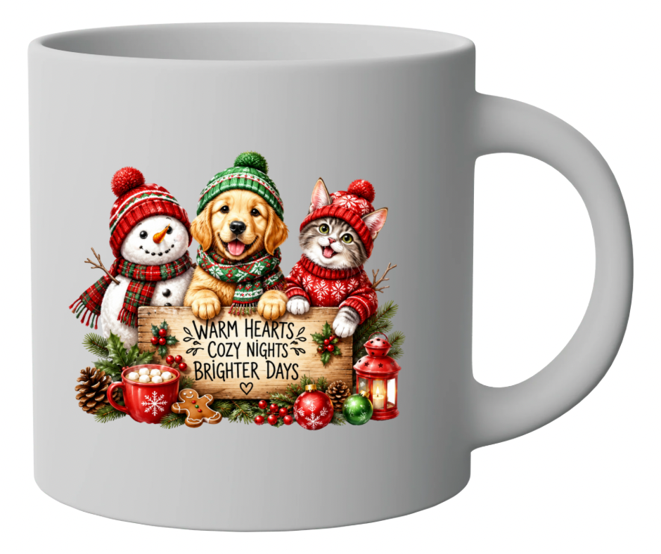 Warm Hearts Cozy Nights Christmas Animal Sublimation Design