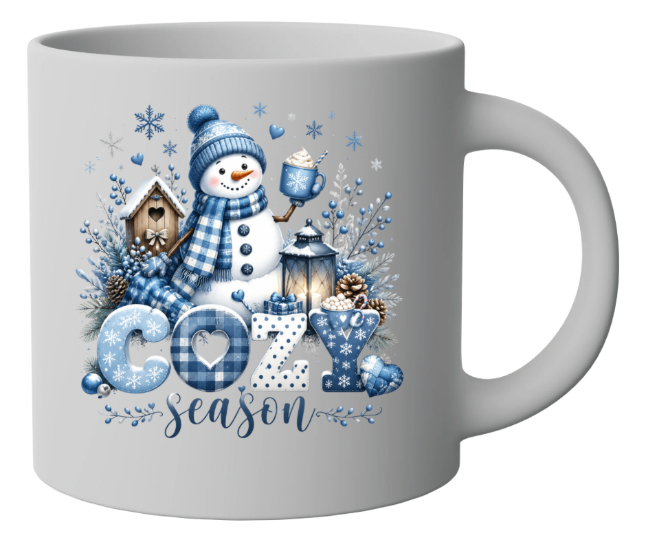 Cozy Season Blue Snowman Winter Design