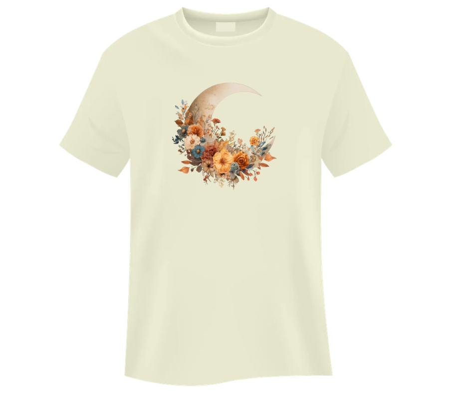 Boho Crescent Moon with Fall Florals PNG Digital Download