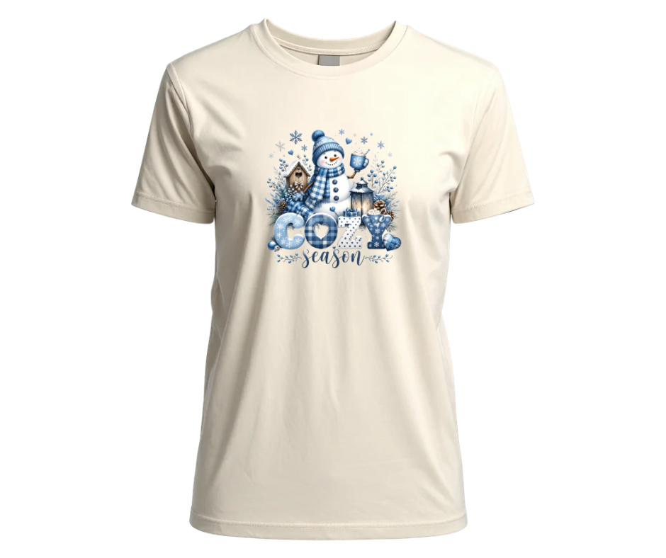 Cozy Season Blue Snowman Winter Design