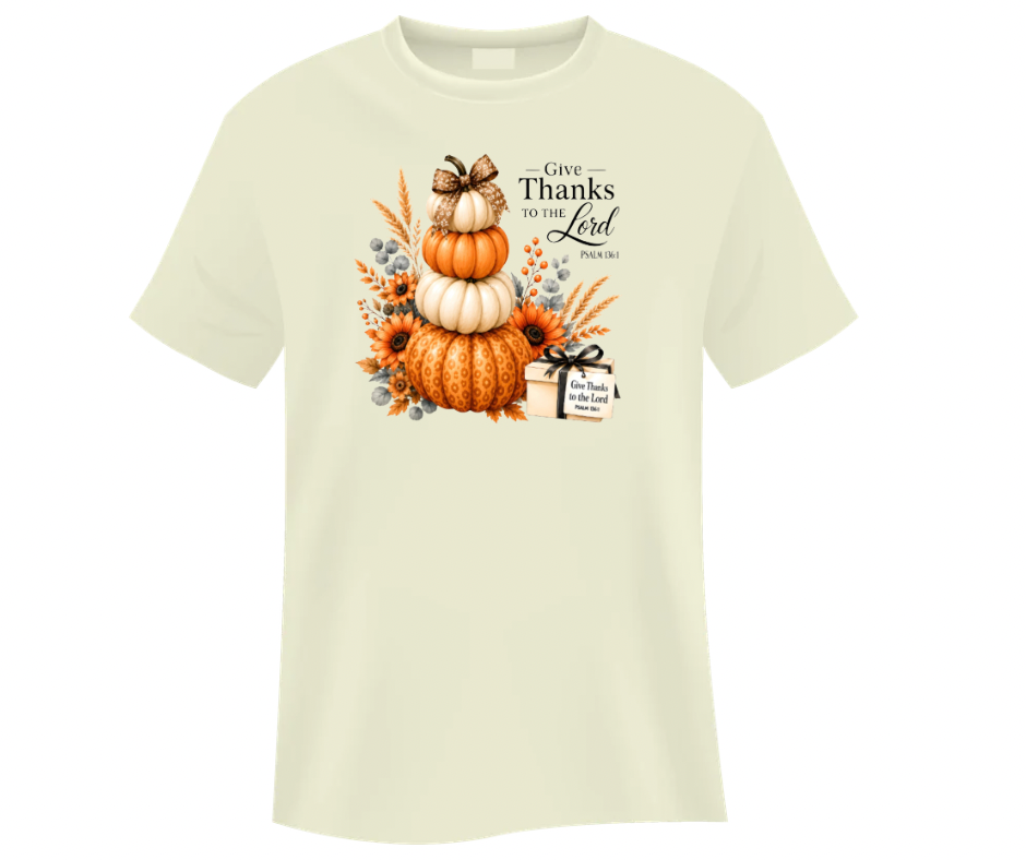 Give Thanks to the Lord – Psalm 136:1 Stacked Pumpkin PNG Digital Download