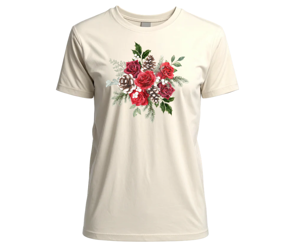 Christmas Rose & Pinecone Bouquet PNG – Digital Download