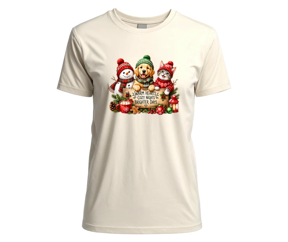 Warm Hearts Cozy Nights Christmas Animal Sublimation Design