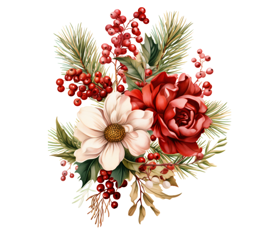 Winter Floral Bouquet PNG Bundle | 10 Digital Designs