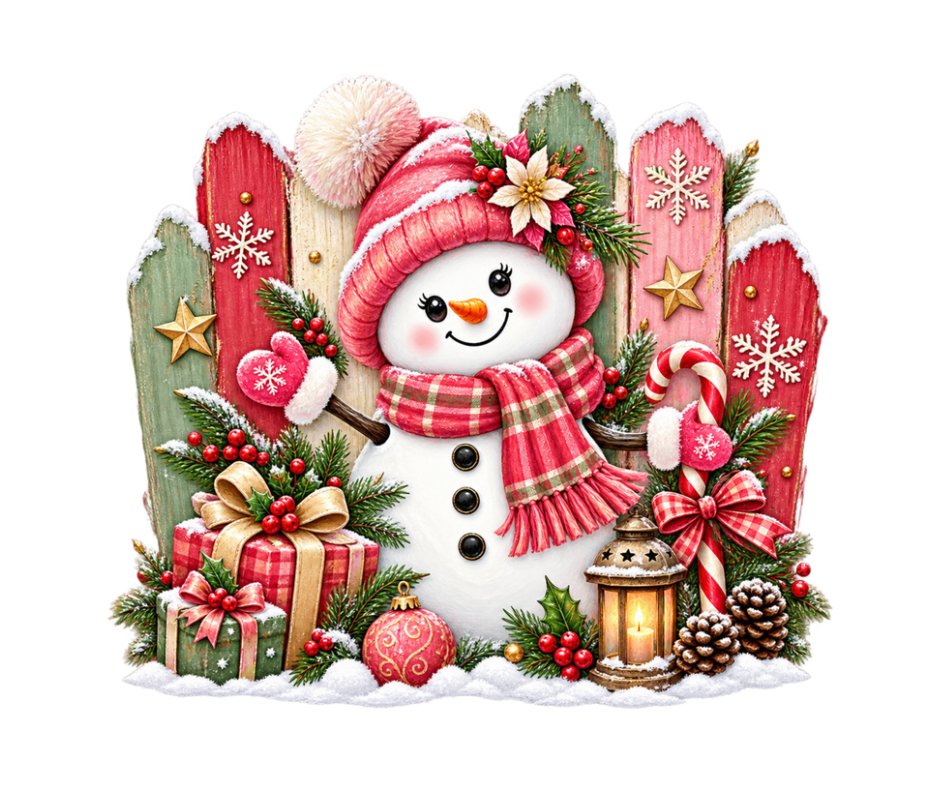 Cheerful Winter Snowman – Single PNG Digital Download
