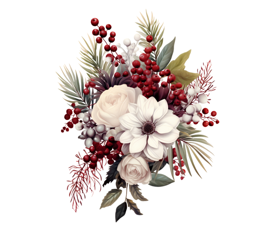 Winter Floral Bouquet PNG Bundle | 10 Digital Designs
