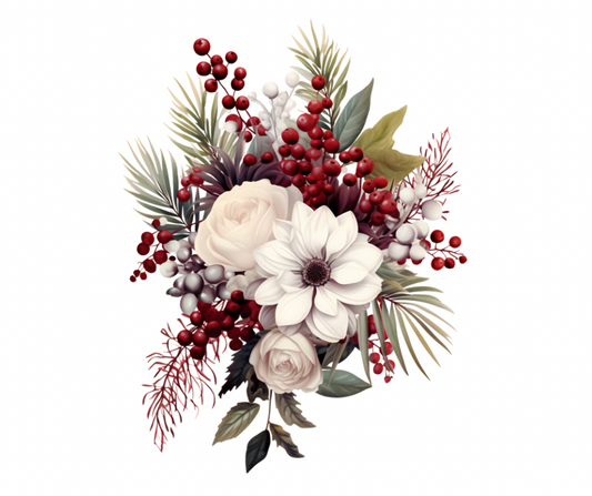 Winter Floral Bouquet PNG Bundle | 10 Digital Designs