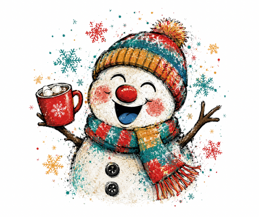 Happy Snowman Hot Cocoa PNG – Digital Download