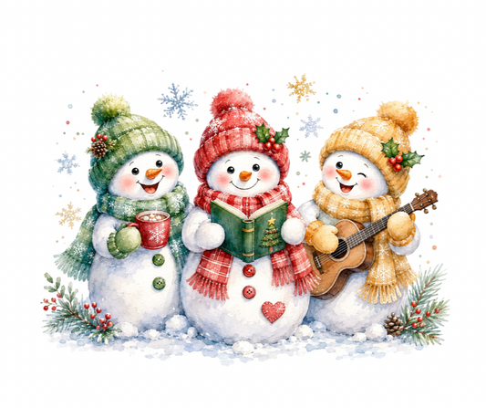 Snowman Trio Holiday Harmony PNG – Digital Download