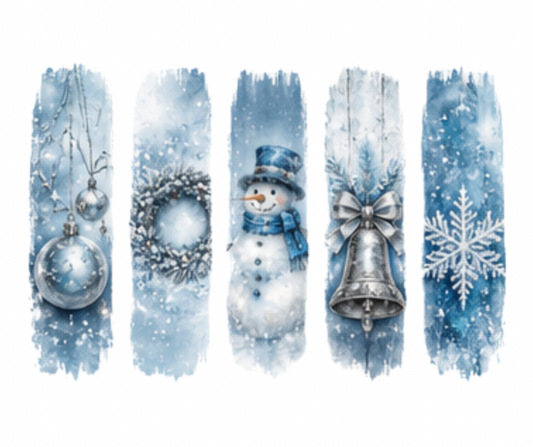 Blue Watercolor Winter PNG | Snowman & Snowflake Download